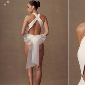 Meshki Wylla Tulle Bow One Piece- White